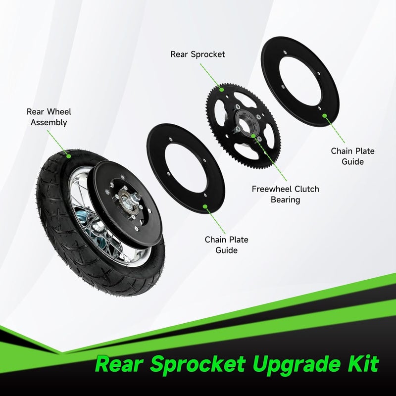 XIKOBY Rear Sprocket Freewheel Chain Plate Guide Assembly Compatible with Razor MX650 MX500 SX500 RSF650 Dirt Bike Electric Rocket Motocross Motorcycle Parts with 25H 132 Link Drive Chain Tensioner - Image 3